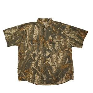 Woolrich Realtree Camoflauge Button Up Shirt Men's XL Outdoor Hunting Brown
